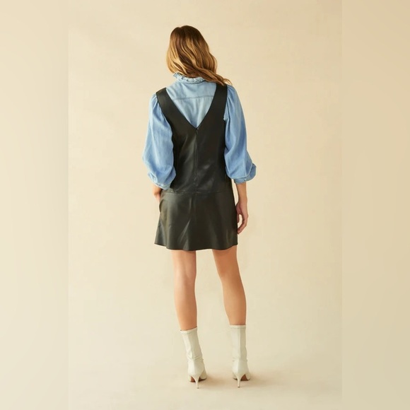 ba&sh Ludivine 100% Lambskin Leather Mini Dress Zip Jumper - Picture 4 of 14